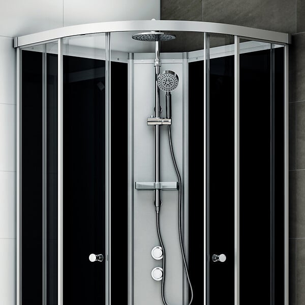 THALASSOR - Cabine hammam 120 x 80 SILVER Noir rectangulaire droite (accès façade) - large