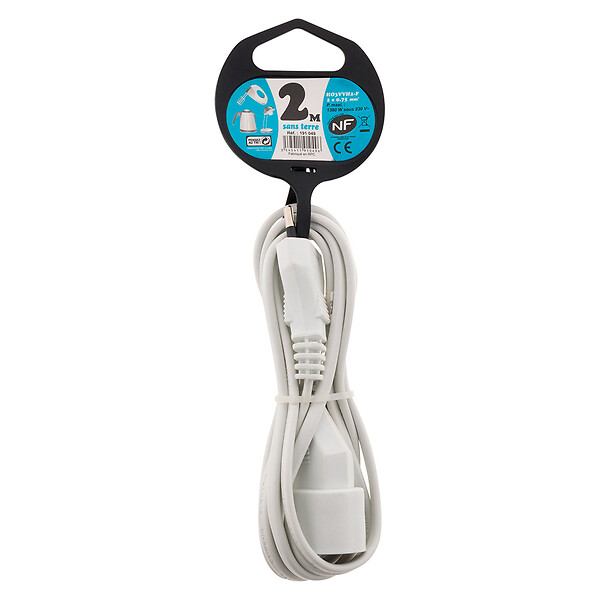 ZENITECH - Prolongateur 2m - HO3VVH2F 2x0,75mm² 6A - blanc - Zenitech - large
