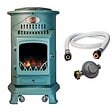 UNIVERSAL - Poele à gaz 3,4 KW Vert Fonte véritable Effet poêle à bois + Tuyau gaz + détendeur butane Provence UNIVERSAL - vignette