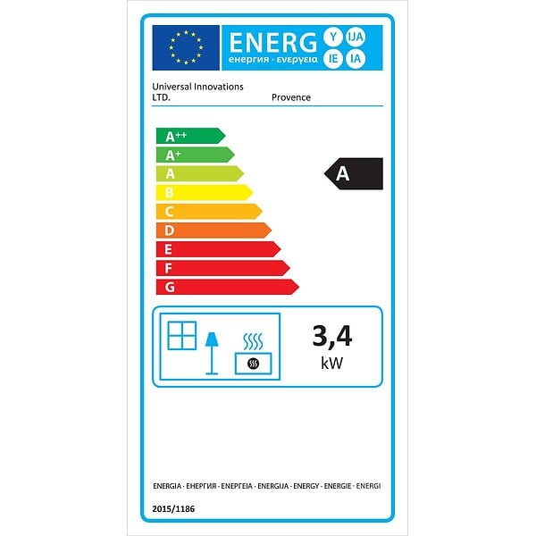 UNIVERSAL - Poele à gaz 3,4 KW Vert Fonte véritable Effet poêle à bois + Tuyau gaz + détendeur butane Provence UNIVERSAL - large