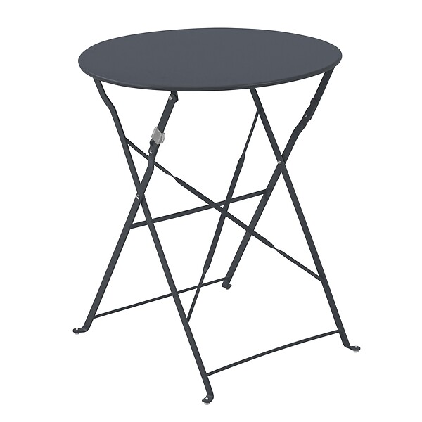 OVIALA - Table de terrasse ronde pliante et 2 chaises pliantes anthracite - Annecy - large