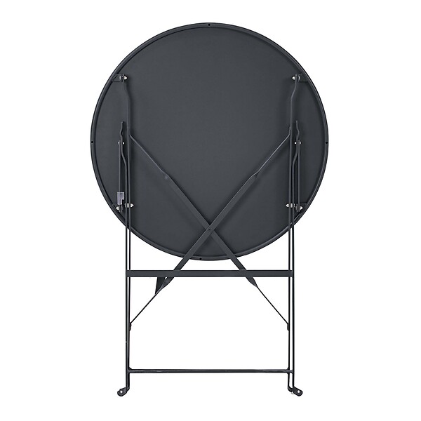 OVIALA - Table de terrasse ronde pliante et 2 chaises pliantes anthracite - Annecy - large