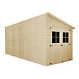 TIMBELA - Abri de Jardin en Bois Naturel (avec paroi latérale) PLUS LES PLANCHERS IMPRÉGNÉ - H244xl218xL514 cm/10 m2 - M341A+M341G - vignette