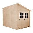 TIMBELA - TIMBELA M339A  Abri de Jardin en Bois Naturel (avec paroi latérale) -H244xl218xL318 cm/6 m2 - vignette