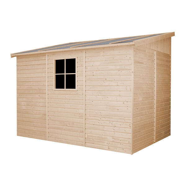 TIMBELA - TIMBELA M339A  Abri de Jardin en Bois Naturel (avec paroi latérale) -H244xl218xL318 cm/6 m2 - large