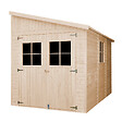TIMBELA - TIMBELA M339A  Abri de Jardin en Bois Naturel (avec paroi latérale) -H244xl218xL318 cm/6 m2 - vignette