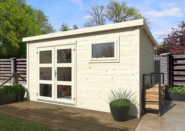 WHITE WOOD - Abri de jardin Lya 2 en bois naturel ép.28 mm - White Wood - 12,5m² - large