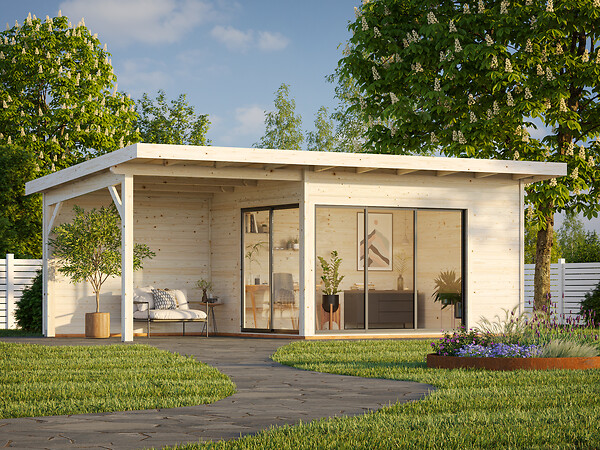 PALMAKO - Studio de jardin en bois Andrea ép.44 mm avec baies coulissantes double vitrage - Palmako - 29,5 m² - large