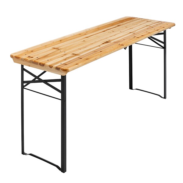 OVIALA - Ensemble brasserie table et 2 bancs pliants en bois 180 cm - Munich - large