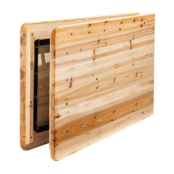 OVIALA - Ensemble brasserie table et 2 bancs pliants en bois 180 cm - Munich - large