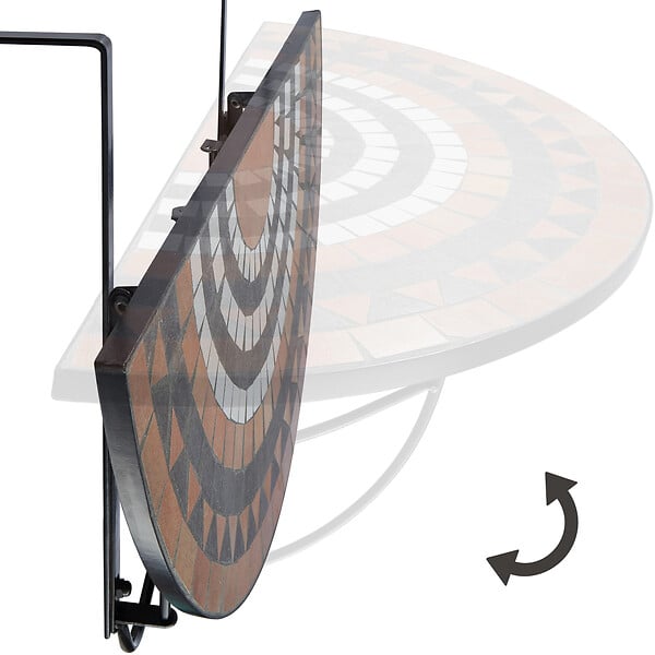 TECTAKE - Table de balcon rabattable 75 x 65 x 62 cm terracotta/blanc - large