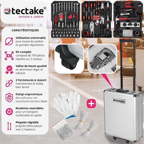 TECTAKE - Caisse à outils 799 pièces noir - large