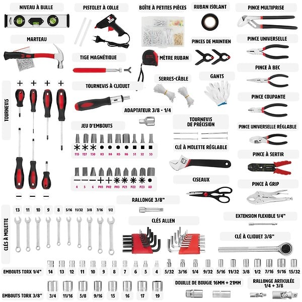 TECTAKE - Caisse à outils 799 pièces noir - large