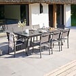 OVIALA - Ensemble table de jardin extensible et 10 chaises en aluminium gris - Olympe - vignette