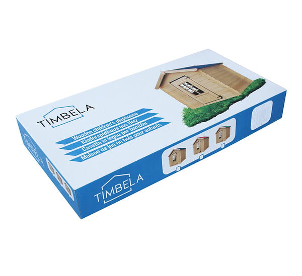 TIMBELA - Timbela M570R-1 Maison en bois pour enfants - Toit rouge - 111x113xH121cm / 0.9 m2 SANS PLANCHER - large
