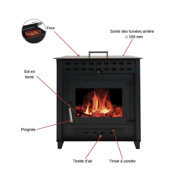 INTERSTOVES - POÊLE À BOIS NOA 9 | BÛCHES 50CM - - large