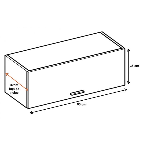 CUISINEANDCIE - Cuisineandcie - Meuble haut SLIM de cuisine Bellissi Blanc Brillant 1 porte relevable L 90 cm - large
