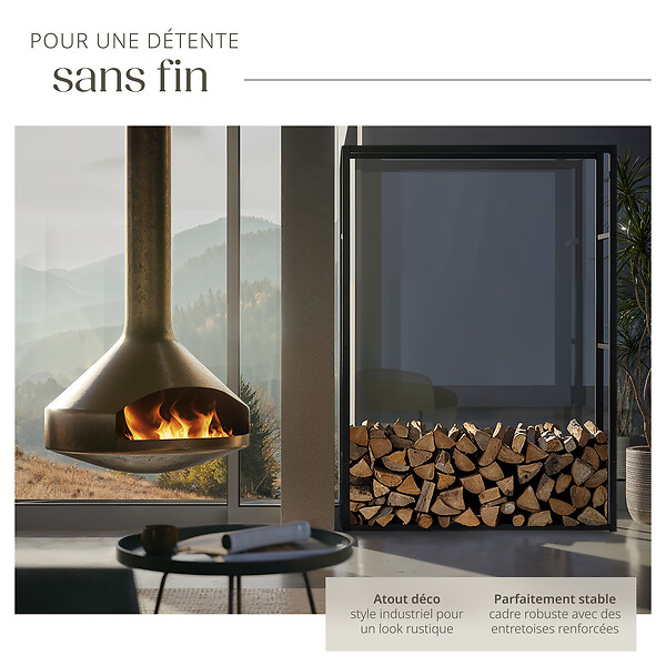 TECTAKE - Porte-bûches TUBY polyvalent noir - large