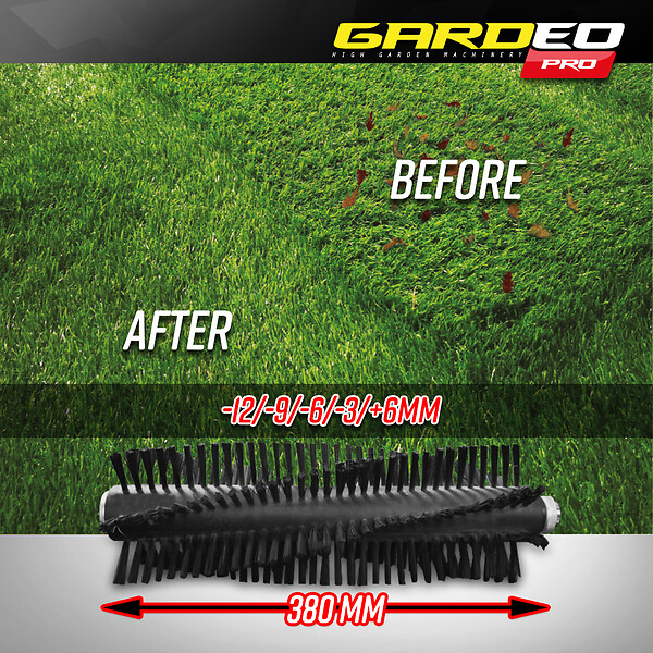 GARDEO PRO - Balayeuse pour gazon synthétique sur batterie - 2 x 20V - 4Ah - large