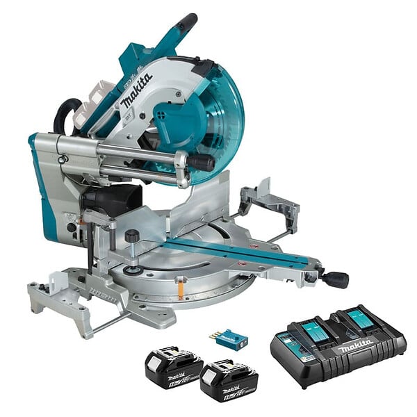 MAKITA - Scie radiale Ø 305 mm 2x5Ah 18V LXT ®MAKITA  DLS211PT2U chargeur double + puce AWS - large