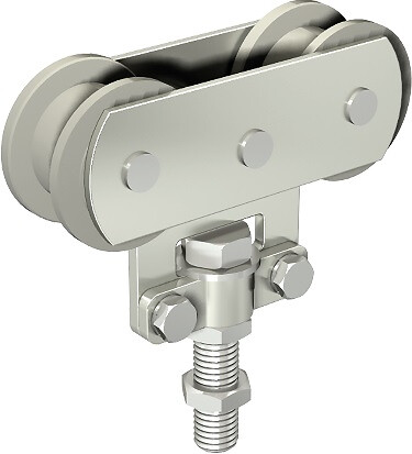 MANTION - Une monture sur chant Sportub MANTION pour déplacement droit 150kg - 2 galets Delrin - 255D - large