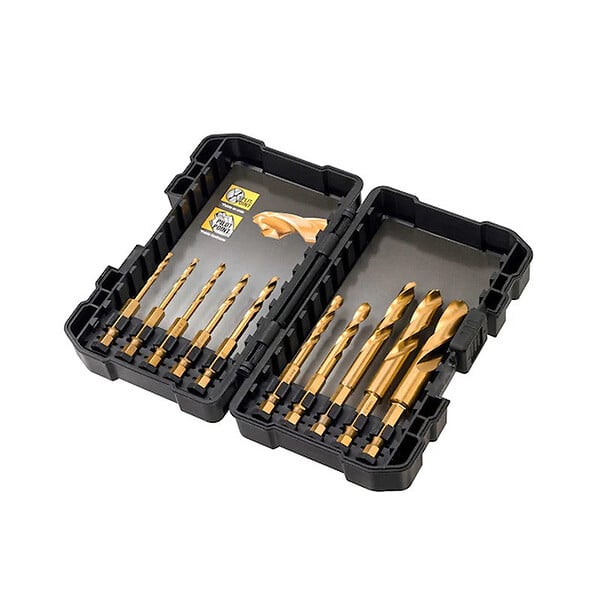 DEWALT - Coffret plastique de 10 forets DEWALT DT50050-QZ HSS Titane Impact Ø 3-3,2-3,5-4-4,5-5-6-8-11-12 mm - large