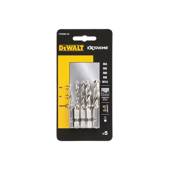 DEWALT - Pack de 5 forêts à tarauder DEWALT DT50060-QZ (M4, M5, M6, M8, M10) - large