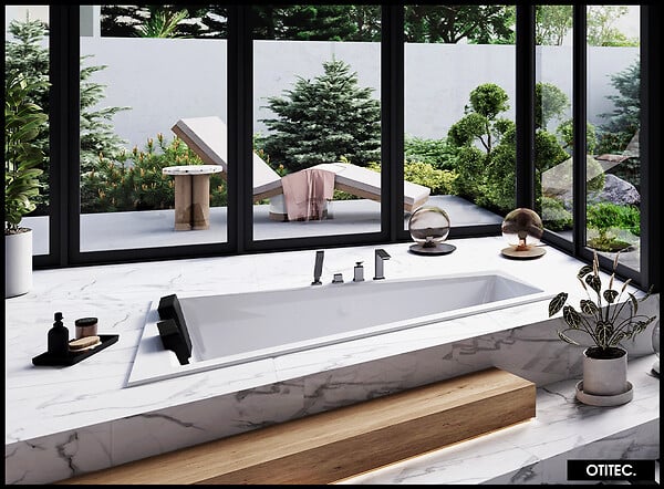 BESCO - Baignoire Asymétrique sans Tablier - 170 x 125 cm - INTIMA DUO SANS TABLIER - GAUCHE - 2 REPOSE-TÊTES OFFERTS - large
