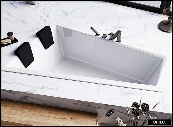 BESCO - Baignoire Asymétrique sans Tablier - 170 x 125 cm - INTIMA DUO SANS TABLIER - GAUCHE - 2 REPOSE-TÊTES OFFERTS - large
