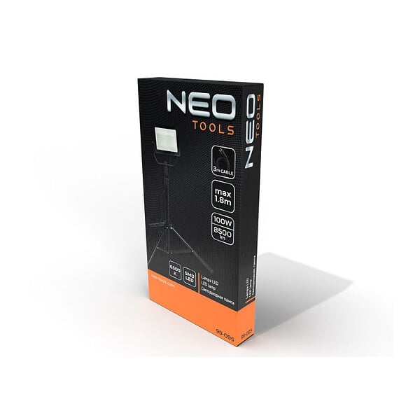 NEO TOOLS - Projecteur simple NEOTOOLS 99-095 - 100W SMD LED sur pied 1.8m - 8500 lumens - large