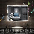 AICA SANITAIRE - AICA Miroir salle de bain Bluetooth 80x60cm tricolore avec loupe 3x, dimmable, mémoire et anti-buée, IP44 Miroir LED - vignette