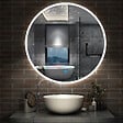 AICA SANITAIRE - AICA Miroir de salle de bain rond 70x70cm LED tricolore anti-buée + mémoire + dimmable - vignette