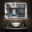 AICA SANITAIRE - AICA Miroir de salle de bain LED dimmable, avec mémoire et anti-buée, 100x80cm, IP44 - vignette