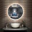 AICA SANITAIRE - AICA Miroir de salle de bain LED rond 80cm avec rétro-éclairage, tricolore + anti-buée + mémoire + gradation infinie - vignette