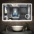 AICA SANITAIRE - AICA Miroir de salle de bain LED 120x70cm tricolor anti-buée avec bluetooth et loupe 3x,mémoire et lumière gradation - vignette