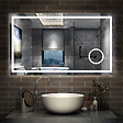 AICA SANITAIRE - AICA Miroir de salle de bain Bluetooth 160x80 cm, LED tricolore + loupe + mémoire + dimmable + anti-buée, IP44 - vignette