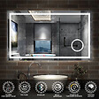 AICA SANITAIRE - AICA Miroir de salle de bain Bluetooth 160x80 cm, LED tricolore + loupe + mémoire + dimmable + anti-buée, IP44 - vignette