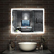 AICA SANITAIRE - AICA Miroir Bluetooth 70x50 cm, tricolore + horloge + mémoire + dimmable + anti-buée, miroir LED étanche IP44 - vignette