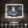 AICA SANITAIRE - AICA Miroir Bluetooth 70x50 cm, tricolore + horloge + mémoire + dimmable + anti-buée, miroir LED étanche IP44 - vignette