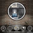 AICA SANITAIRE - AICA Miroir de salle de bain LED rond 80cm avec cadre noir, tricolore + anti-buée + mémoire + gradation infinie - vignette