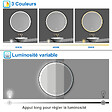 AICA SANITAIRE - AICA Miroir de salle de bain LED rond 80cm avec cadre noir, tricolore + anti-buée + mémoire + gradation infinie - vignette