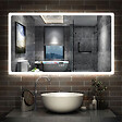 AICA SANITAIRE - AICA Miroir Bluetooth 120x70 cm, tricolore + horloge + mémoire + dimmable + anti-buée, miroir LED étanche IP44 - vignette