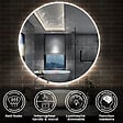 AICA SANITAIRE - AICA Miroir de salle de bain LED rond de 100cm, dimmable + mémoire + antibuée, avec interrupteur tactile, blanc - vignette