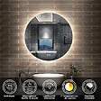 AICA SANITAIRE - AICA Miroir de salle de bain LED rond 60cm avec rétro-éclairage, tricolore + anti-buée + mémoire + gradation infinie - vignette