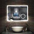 AICA SANITAIRE - AICA Miroir de salle de bain LED 100x60cm tricolor anti-buée avec bluetooth et loupe 3x,mémoire et lumière gradation - vignette
