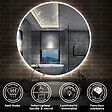 AICA SANITAIRE - AICA Miroir de salle de bain LED rond de 120cm, dimmable + mémoire + antibuée, avec interrupteur tactile, blanc - vignette