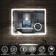 AICA SANITAIRE - AICA Miroir de salle de bain LED 80x60cm tricolor anti-buée avec bluetooth et loupe 3x,mémoire et lumière gradation - vignette