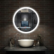 AICA SANITAIRE - AICA Miroir LED rond de 60cm, dimmable + mémoire + antibuée, avec interrupteur tactile, 6000k blanc froid - vignette