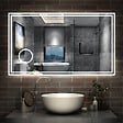 AICA SANITAIRE - AICA Miroir salle de bain Bluetooth 140x80cm tricolore avec loupe 3x, dimmable, mémoire et anti-buée, IP44 Miroir LED - vignette