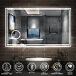 AICA SANITAIRE - AICA Miroir salle de bain Bluetooth 140x80cm tricolore avec loupe 3x, dimmable, mémoire et anti-buée, IP44 Miroir LED - vignette